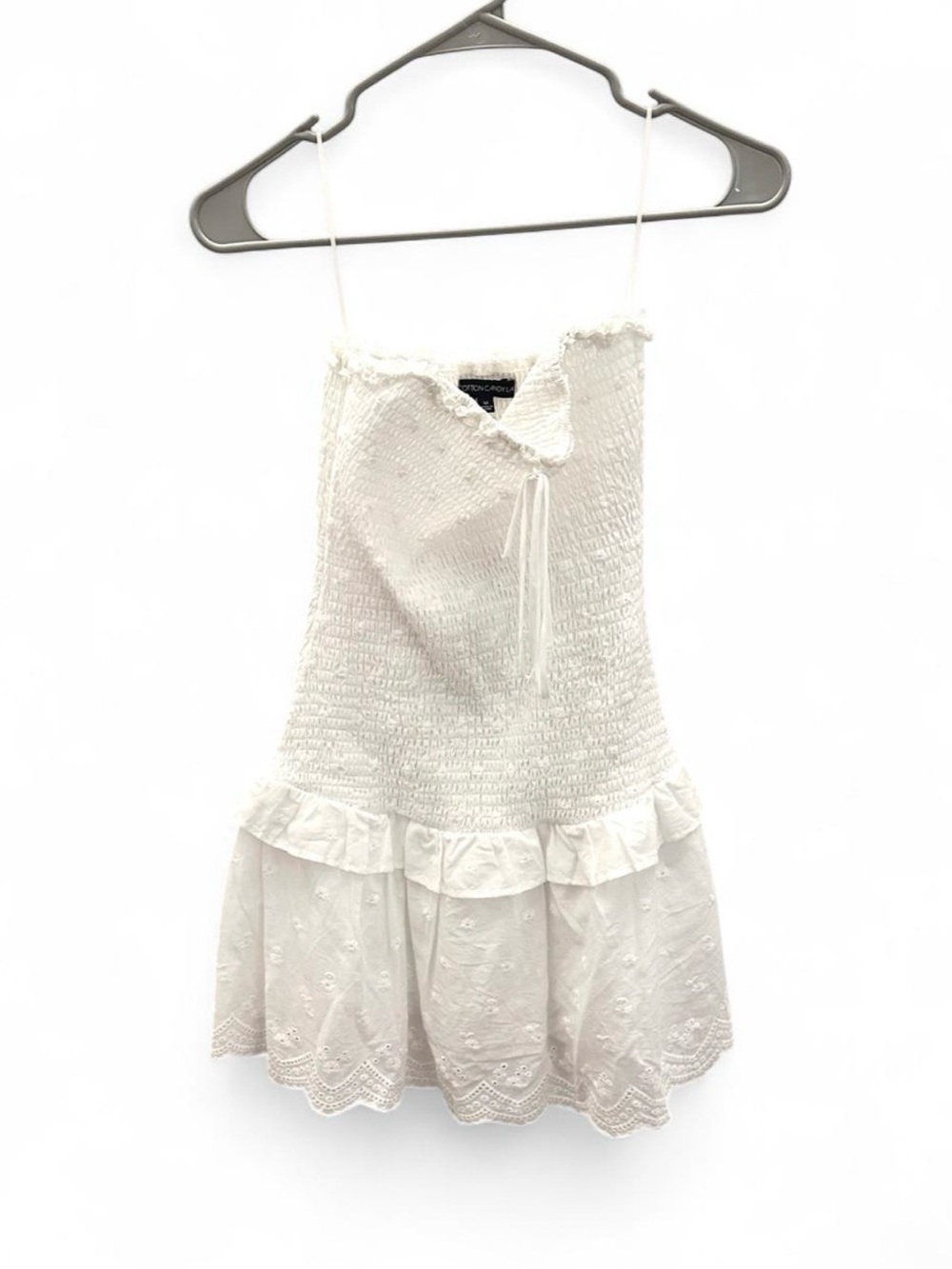 Cotton candy LA - size medium white  Smocked Sundress with Eyelet Skirt
